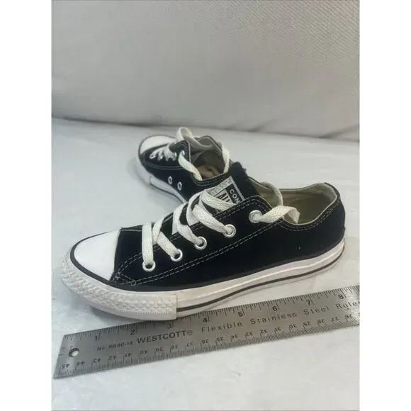 Converse All Star Chuck Taylor Youth US 1 / UK 13.5 Black Low‑Top Sneakers Shoes - Picture 3 of 16